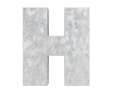 Concrete Capital Letter - H isolated on white background. 3D render Illustrationの写真素材