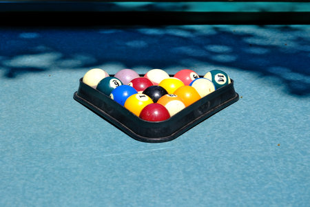 Billiard balls on a pool table, billiards game.