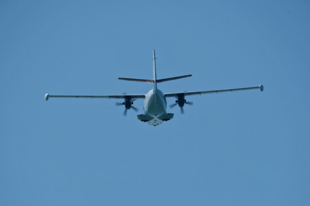 Airplane in the blue sky.の写真素材