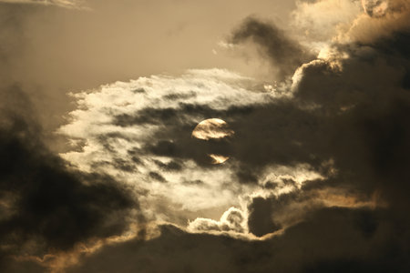 Cloudscape, Colored Clouds at Sunset near the Ocean - Background