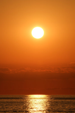 Beautiful sunset over the sea. Nature composition. Toned.