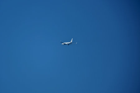Airplane in the blue sky.の写真素材