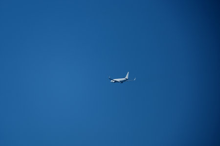 Airplane in the blue sky.の写真素材