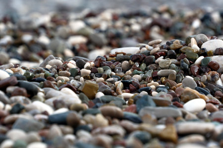 pebble stones on the beach, close-up, backgroundの写真素材