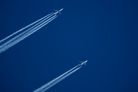 Airplanes in the blue sky. Airplane in the blue sky.の写真素材