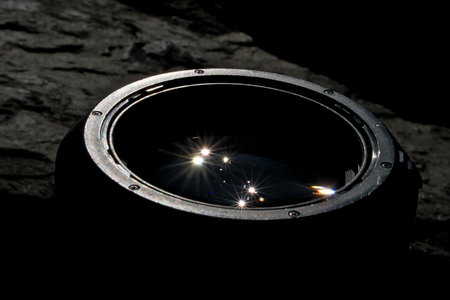 Camera lens with lens flare.