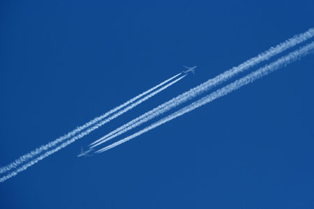 Two airplanes in the sky