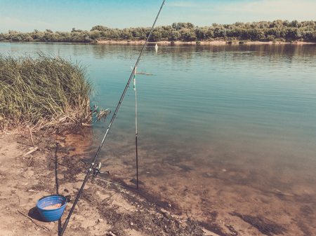 feeder rods and fishの写真素材