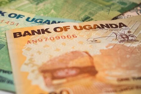 Banknotes of Uganda, Ugandan Shilling, close-upの写真素材