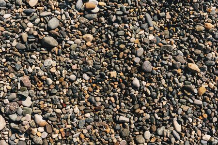 Many stones on the beach. Top view. Beach in Georgia Batumi.