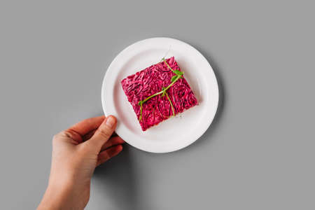 Russian herring salad under a fur coat.の写真素材