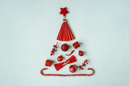 Christmas tree from knick knack, flat lay.の写真素材