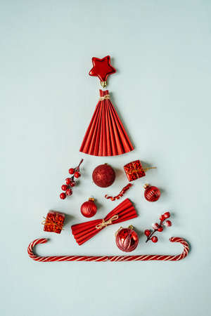Christmas tree from knick knack, flat lay.の写真素材