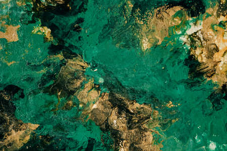 Emerald fluid art abstract background. Beautiful decor for invitation, greeting card, wallpaper.の写真素材