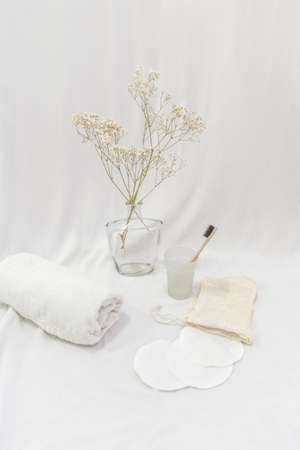 Zero waste supplies for personal hygiene. Vertical.の写真素材