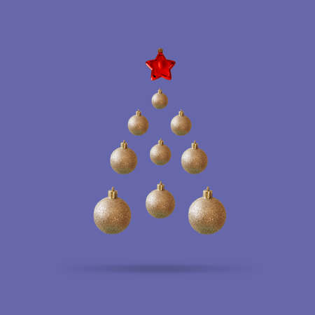 Christmas tree made of balls, zero gravity.の写真素材