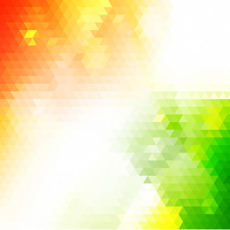 Shades of green and orange abstract polygonal geometric background - low poly. Vector illustration