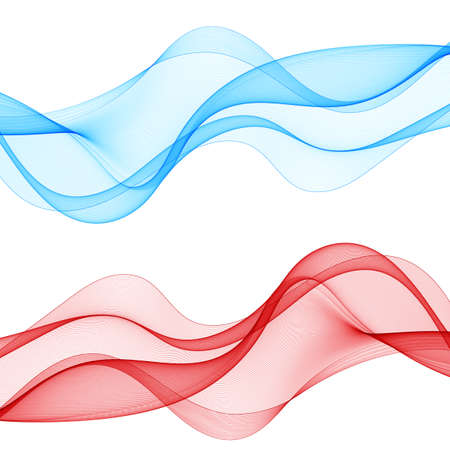 Waves set. Blue and red lines. design elementsのイラスト素材