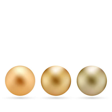 Set of gold pearls. Vector design element.のイラスト素材