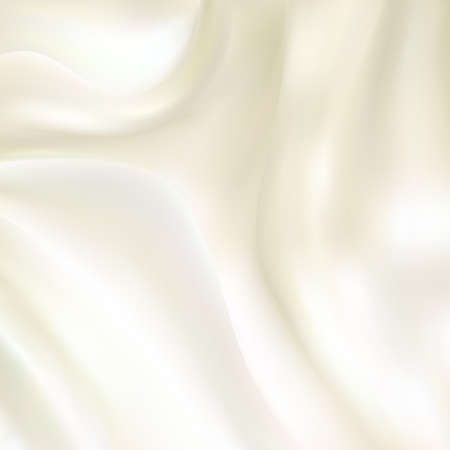 Crumpled and wavy, luxury red silk or satin fabric with smooth surface area 3d realistic vector abstract background with copy space. Delicate velvet texture, silky textile, elegant tissue illustrationのイラスト素材