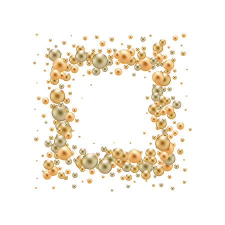Square frame made of golden pearls. Festive background.のイラスト素材