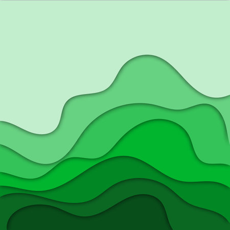 Fashion green poster paper cut wave luxury design background. Vector illustration vogue drape banner EPS10のイラスト素材