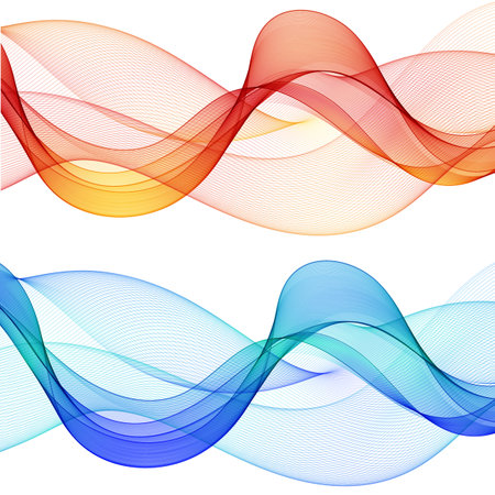 Set of colored waves. Vector abstract design elements.のイラスト素材