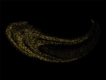 Golden glow and shimmering sparkles shine, abstract magical bright sparkles in wave motion.のイラスト素材