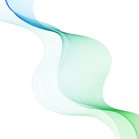 Abstract smooth color wave vector. Curve flow blue motion illustration. Smoke design. Vector lines.のイラスト素材