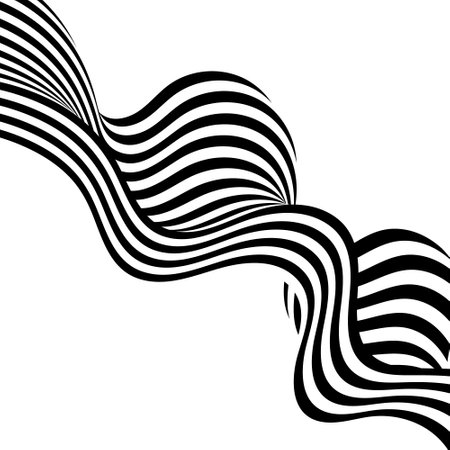 Black and white design. Pattern with optical illusion. Abstract 3d geometric background. Vector illustration.のイラスト素材