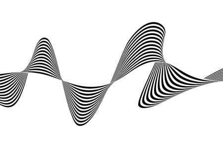Abstract stripes of black and white waves. Background of wave lines of optical art.のイラスト素材
