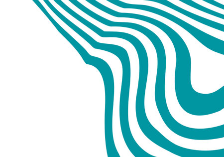 Fresh marine abstract background with white wavy lines on a vibrant teal color, creating motion.のイラスト素材