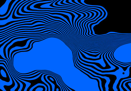 High-contrast pattern of curved blue and blue stripes, warping the perspective.のイラスト素材
