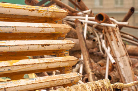 old cast iron batteries that have decided to replace.の写真素材