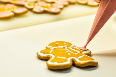 Plain gingerbread man on white background. Ideal as simple concept or with your customized...