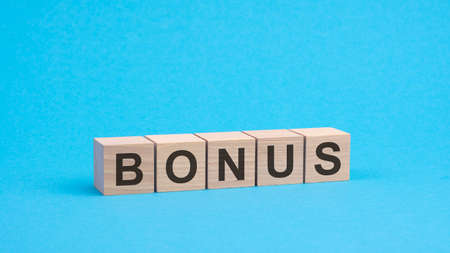 BONUS word made with building blocks on a light backgroundの写真素材