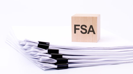 FSA on a wooden cubes on a white backgroundの写真素材