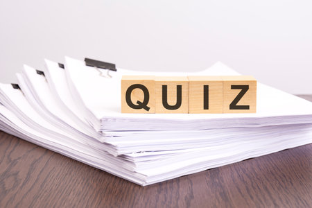 text QUIZ on wooden cubes, business analysis conceptの写真素材
