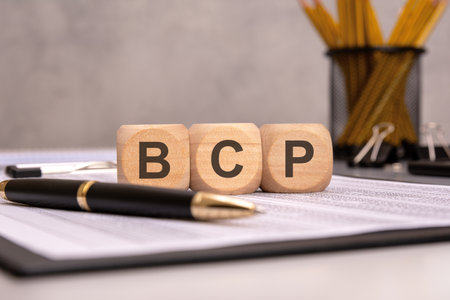 Wooden blocks with the acronym BCP - Business Continuity Plan.の写真素材