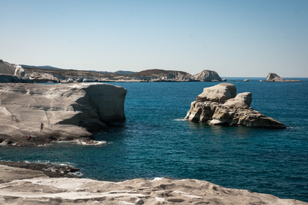 View of Sarakiniko beach on the island of Milos, Greeceの写真素材