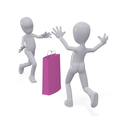 Three-dimensional people want to grab a bag with thingsの写真素材