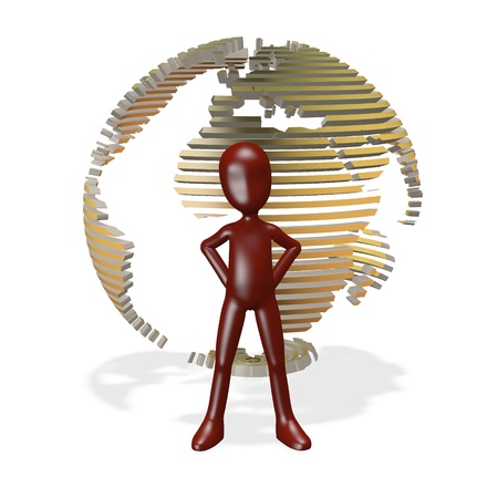 A man stands against the backdrop of the planet. 3d renderの写真素材