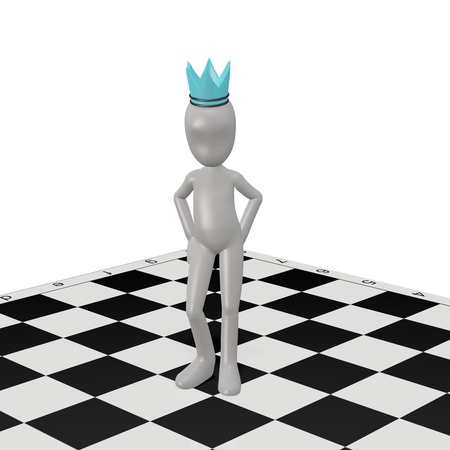 The white man invents chess strategy. 3d renderの写真素材