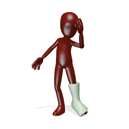 A man with a broken leg. 3d renderの写真素材