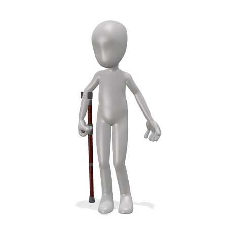 The man is leaning on a crutch. 3d renderの写真素材
