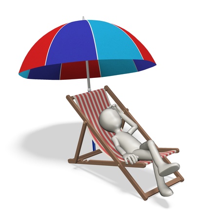 Man sunbathing on the beach. 3d renderの写真素材