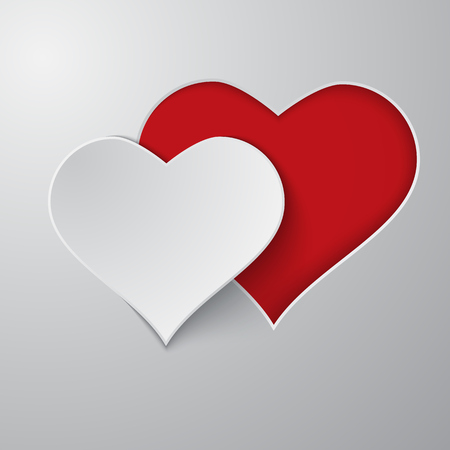 Paper cut hearts. Card templateのイラスト素材