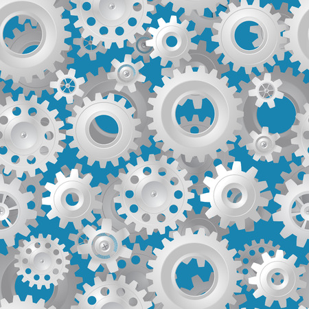 Vector seamless gears 3d mechanical background.Grey background. Eps10のイラスト素材