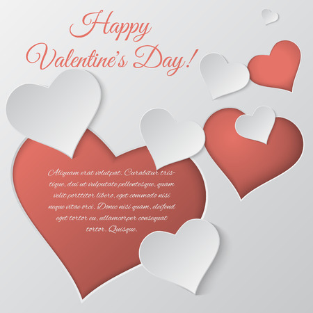 Valentine`s day vector background.  Paper cut hearts. Card templateのイラスト素材