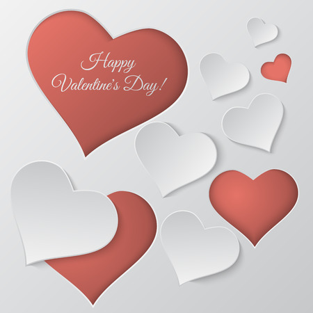 Valentine`s day vector background. Paper cut hearts. Card templateのイラスト素材